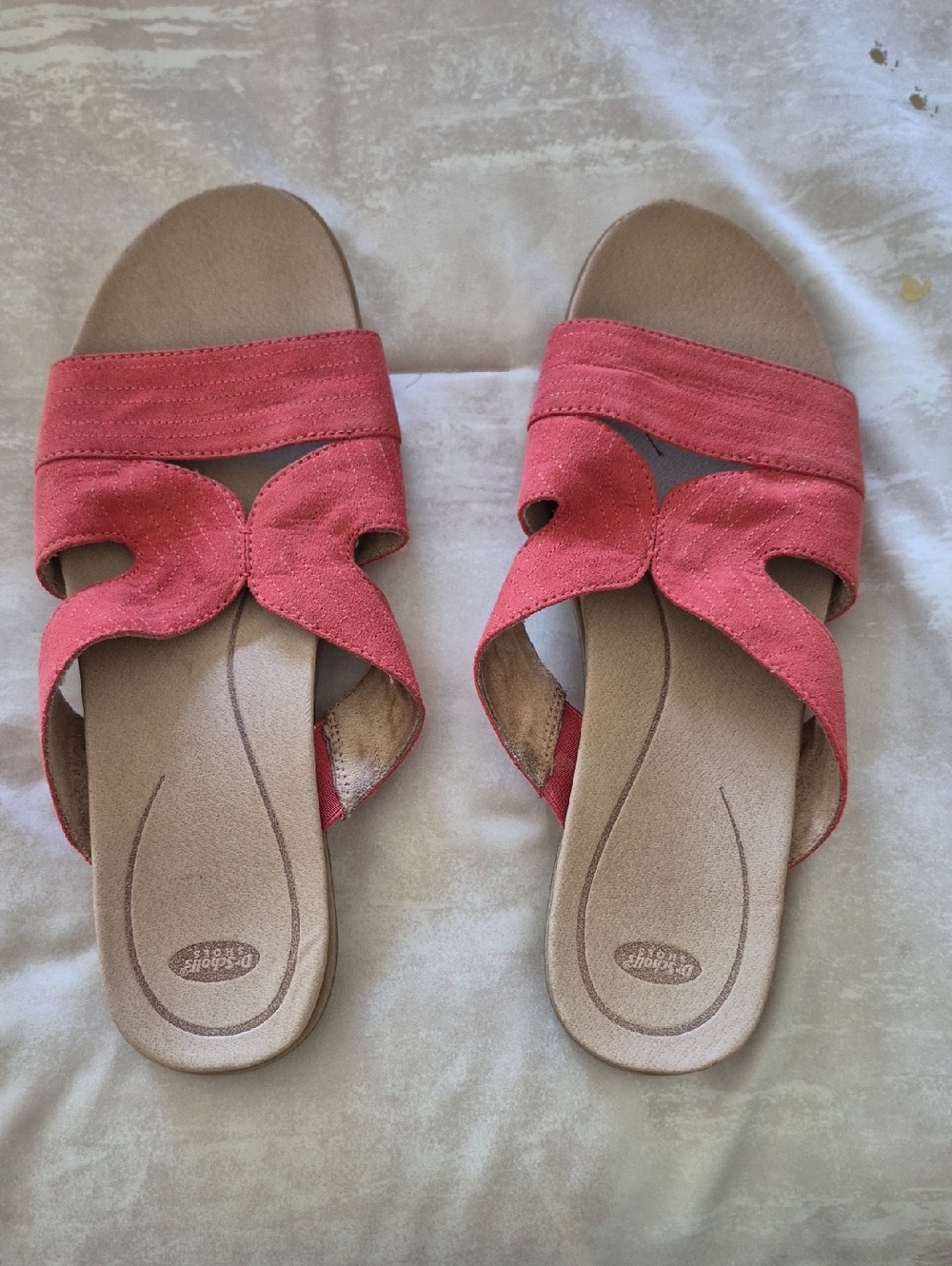Dr. Scholl's Coral Slide Sandals with Decorative Cutouts